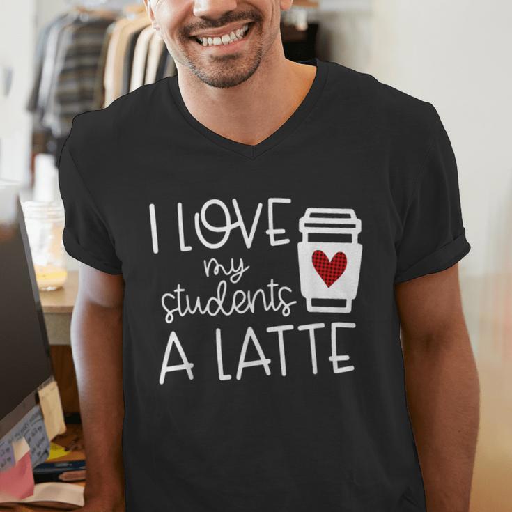 Valentines Day Teacher Tee I Love My Students A Latte Men's V-Neck T-Shirt, funny gift