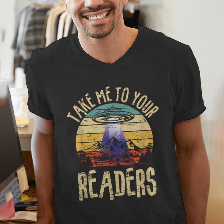 Vintage Take Me To Your Readers English Teacher Alien Space Men Women Men's V-Neck T-Shirt, English Teacher Shirts, funny gift