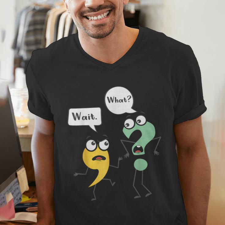 Wait What English Teacher Grammar Police Grammarian Men's V-Neck T-Shirt, English Teacher Shirts, funny gift