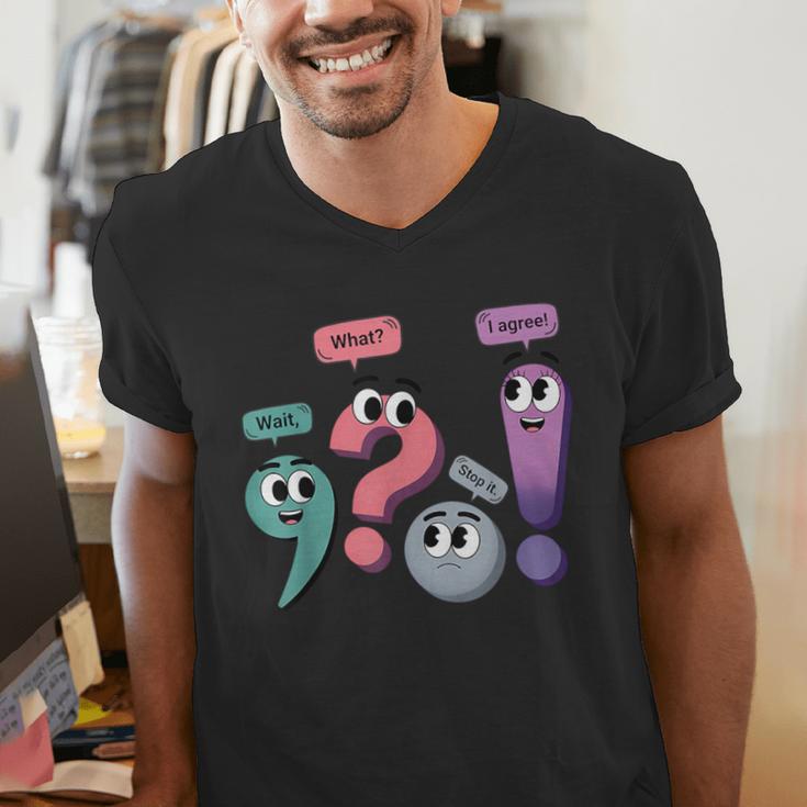 Wait What Stop It I Agree Grammar English Teacher Men's V-Neck T-Shirt, English Teacher Shirts, funny gift