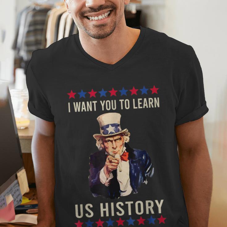 I Want You To Learn US History American Teacher School For Men Women Men's V-Neck T-Shirt, History Teacher Shirts, funny gift