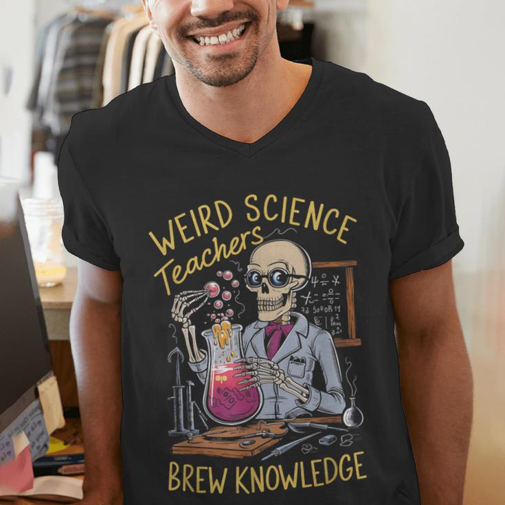 Weird Science Skeleton Halloween Teachers Brew Knowledge Men's V-Neck T-Shirt, Science Teacher Shirts, funny gift Weird Science Skeleton Halloween Teachers Brew Knowledge Men's V-Neck T-Shirt, Science Teacher Shirts, funny gift