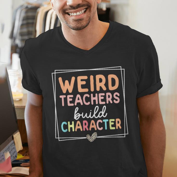 Weird Teachers Build Character Leopard Retro Teacher Men's V-Neck T-Shirt, funny gift Weird Teachers Build Character Leopard Retro Teacher Men's V-Neck T-Shirt, funny gift