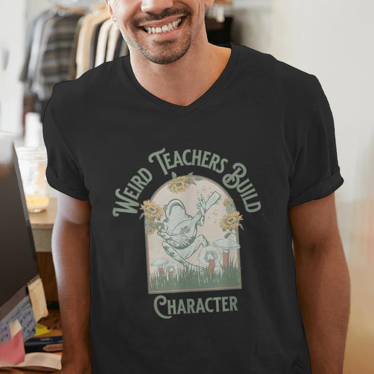 Weird Teachers Build Character- Teacher's Day Men's V-Neck T-Shirt, funny gift Weird Teachers Build Character- Teacher's Day Men's V-Neck T-Shirt, funny gift