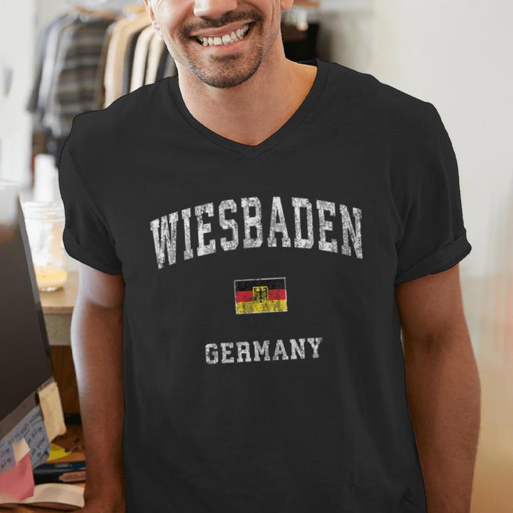 Wiesbaden Germany Vintage Athletic Sports Men's V-Neck T-Shirt, funny gift