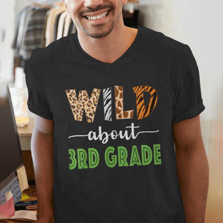 Wild About 3rd Grade Teacher Student Third Grade Zoo Safari Men Women Girls Kids Men's V-Neck T-Shirt, funny gift