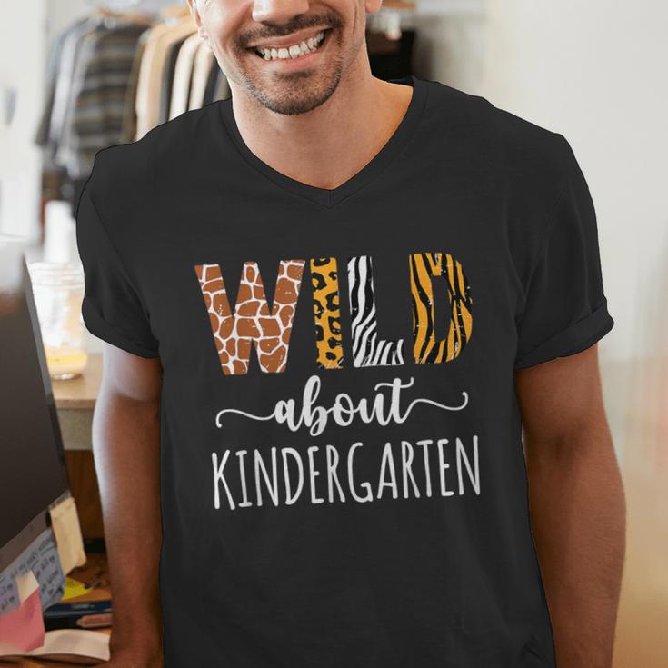 Wild About Kindergarten Teacher Leopard Print Men's V-Neck T-Shirt, funny gift