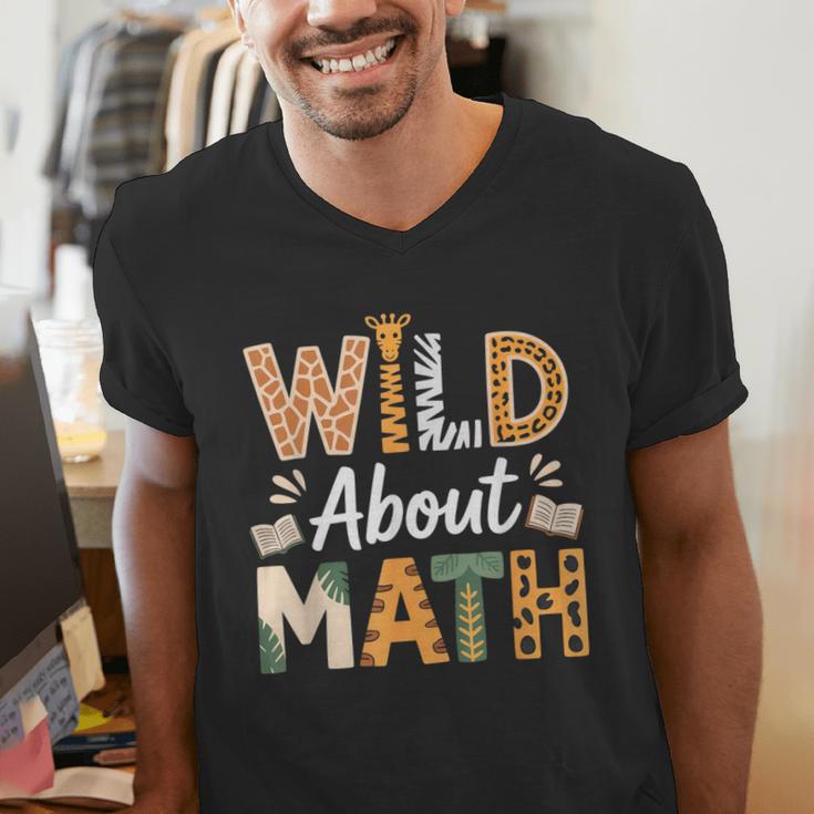 Wild About Math Cute Teacher Student Math Club Men's V-Neck T-Shirt, funny gift
