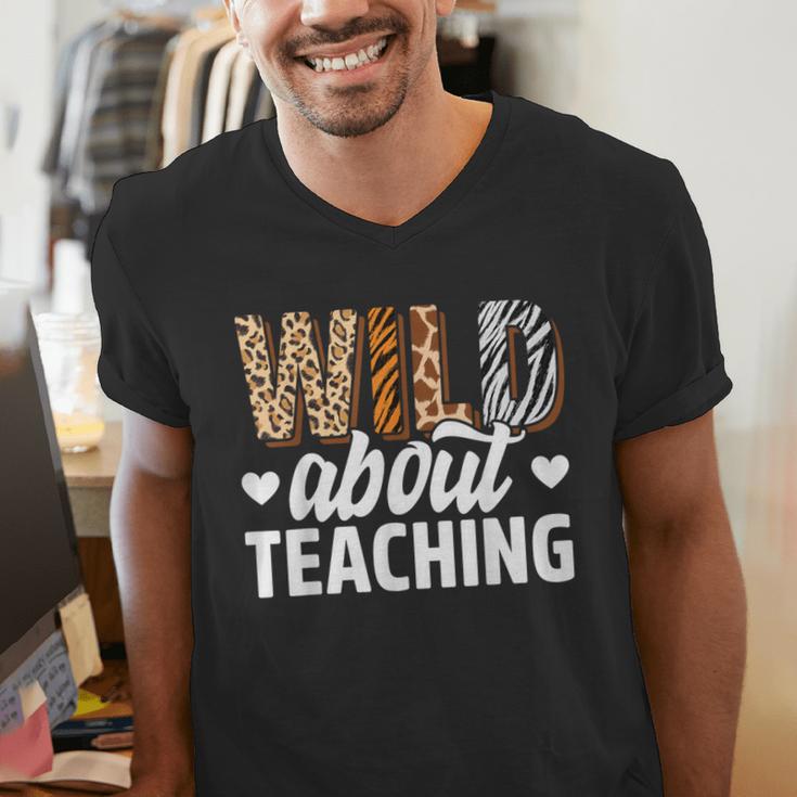 Wild About Teaching Teacher Teaching Back To School Men's V-Neck T-Shirt, funny gift Wild About Teaching Teacher Teaching Back To School Men's V-Neck T-Shirt, funny gift