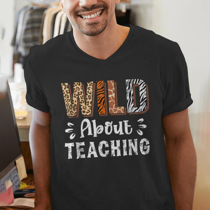 Wild About Teaching Teacher Lover Animals Leopard Zebra Men's V-Neck T-Shirt, funny gift Wild About Teaching Teacher Lover Animals Leopard Zebra Men's V-Neck T-Shirt, funny gift