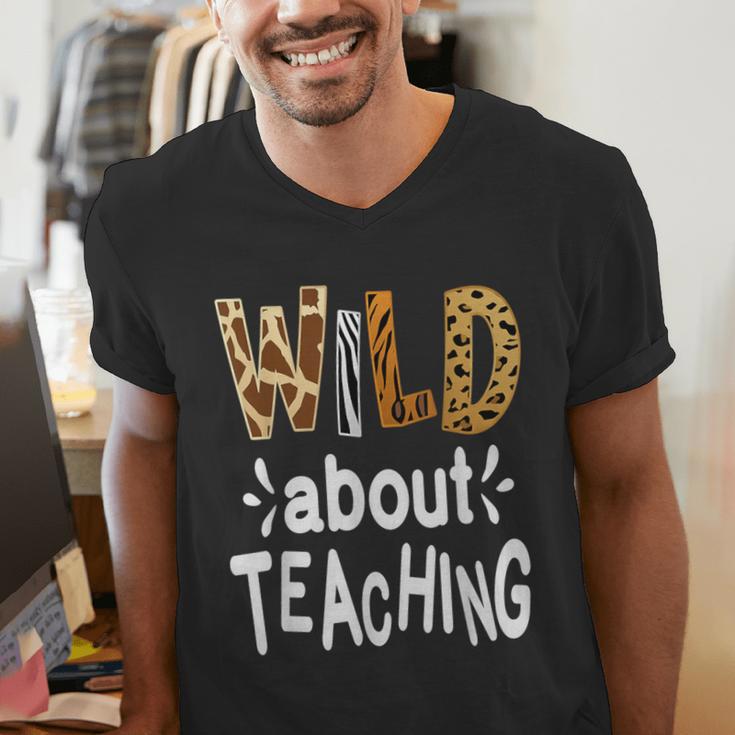 Wild About Teaching Teacher Student First Day Of School Men's V-Neck T-Shirt, funny gift Wild About Teaching Teacher Student First Day Of School Men's V-Neck T-Shirt, funny gift