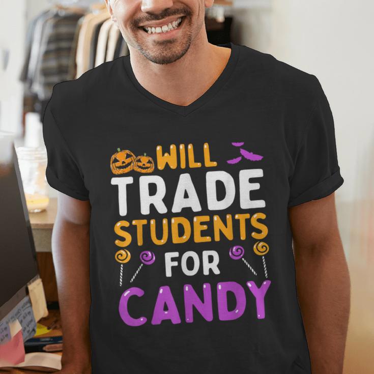Will Trade Students For Candy Cute Halloween Costume Teacher For Men Women Kids Men's V-Neck T-Shirt, funny gift