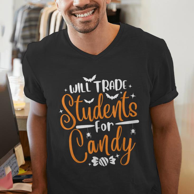 Will Trade Students For Candy Halloween Costume Teacher Men's V-Neck T-Shirt, funny gift Will Trade Students For Candy Halloween Costume Teacher Men's V-Neck T-Shirt, funny gift