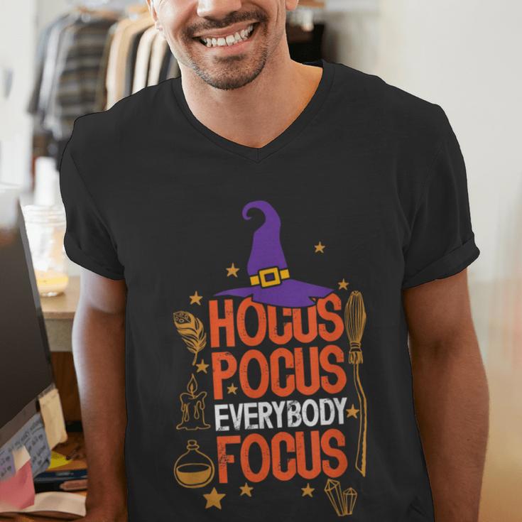Witchy Halloween Hocus Pocus Everybody Focus Teacher Pumpkin Men's V-Neck T-Shirt, funny gift Witchy Halloween Hocus Pocus Everybody Focus Teacher Pumpkin Men's V-Neck T-Shirt, funny gift