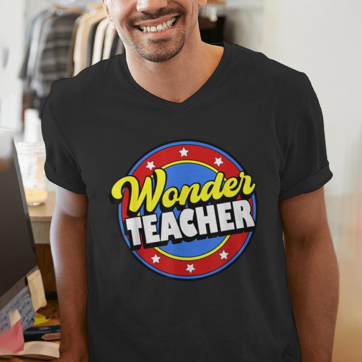 Wonder Teacher Super Woman Power Superhero Back To School Men's V-Neck T-Shirt, Super Teacher Shirts, funny gift Wonder Teacher Super Woman Power Superhero Back To School Men's V-Neck T-Shirt, Super Teacher Shirts, funny gift