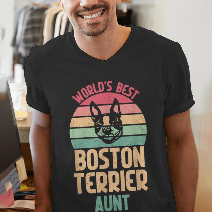 Worlds Best Boston Terrier Aunt Men's V-Neck T-Shirt, funny gift