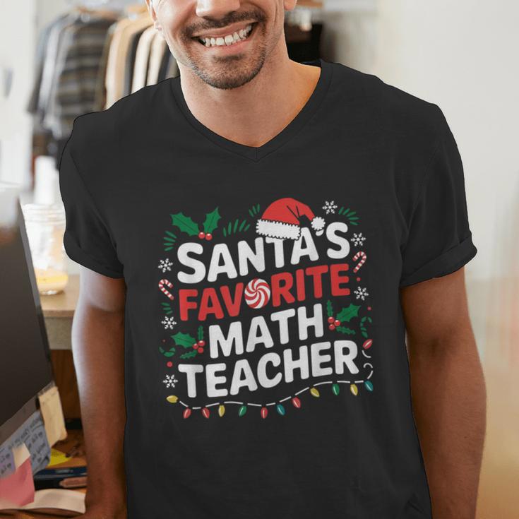 Xmas Lighting Santa's Favorite Math Teacher Christmas Men's V-Neck T-Shirt, funny gift Xmas Lighting Santa's Favorite Math Teacher Christmas Men's V-Neck T-Shirt, funny gift
