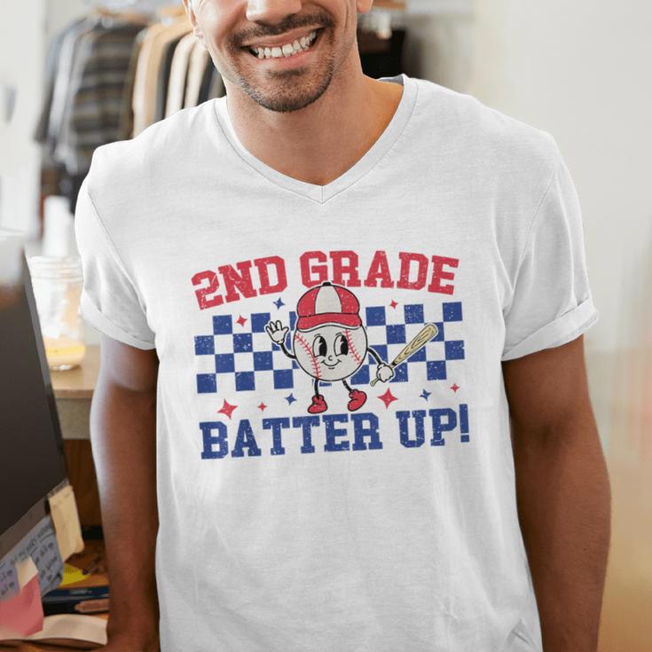 2nd Grade Batter Up Back To School Baseball Teacher Kids Men's V-Neck T-Shirt, 2nd Grade Teacher Shirts, funny gift