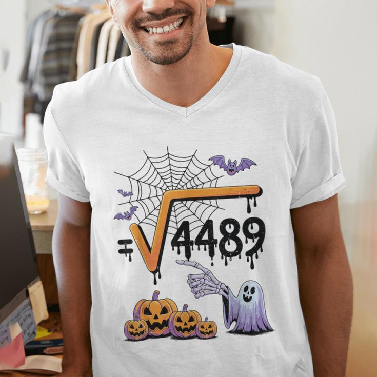 4489 Square Root 67 Math Teacher Halloween Costume Professor Men's V-Neck T-Shirt, funny gift