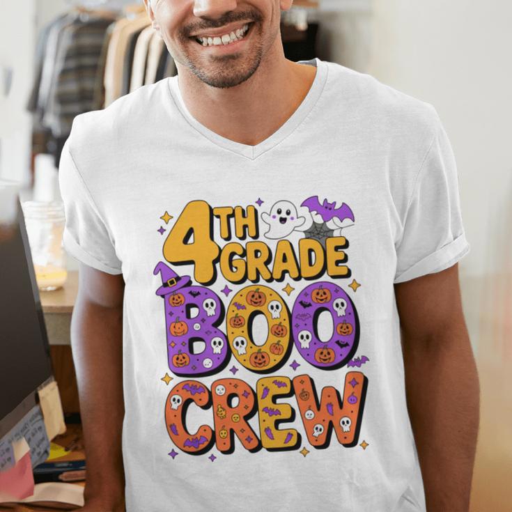4th Grade Boo Crew Ghost Halloween Teacher Costume Men's V-Neck T-Shirt, 4th Grade Teacher Shirts, funny gift 4th Grade Boo Crew Ghost Halloween Teacher Costume Men's V-Neck T-Shirt, 4th Grade Teacher Shirts, funny gift
