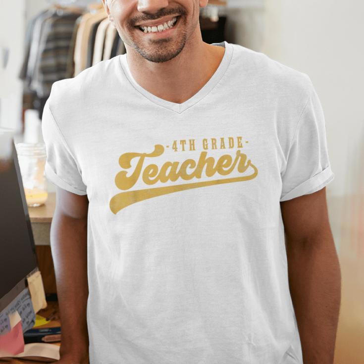 4th Grade Teacher Cute Vintage Graphic Fourth Grade Teacher Men's V-Neck T-Shirt, 4th Grade Teacher Shirts, funny gift 4th Grade Teacher Cute Vintage Graphic Fourth Grade Teacher Men's V-Neck T-Shirt, 4th Grade Teacher Shirts, funny gift