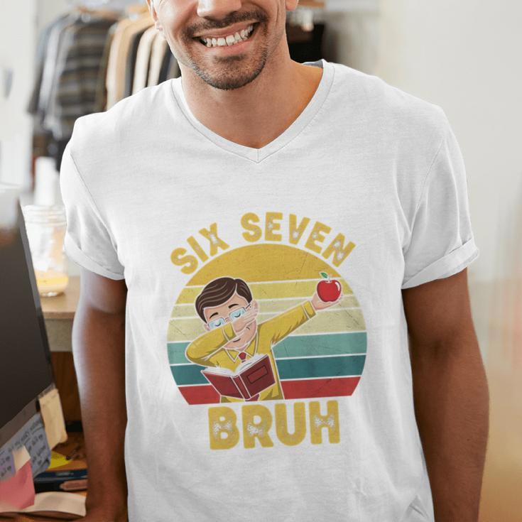 67 Meme Six Seven Bruh Retro Dabbing Teacher School Men's V-Neck T-Shirt, funny gift 67 Meme Six Seven Bruh Retro Dabbing Teacher School Men's V-Neck T-Shirt, funny gift