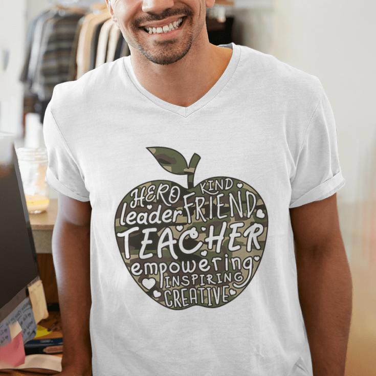 Apple Camoflauge Clothing Camo Student Teacher Cute School Men's V-Neck T-Shirt, funny gift Apple Camoflauge Clothing Camo Student Teacher Cute School Men's V-Neck T-Shirt, funny gift