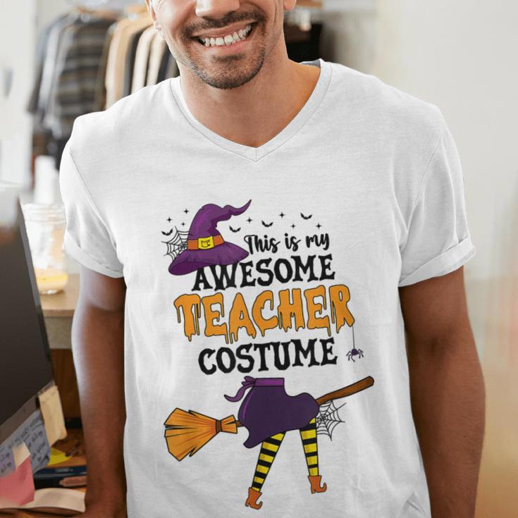 This Is My Awesome Teacher Costume Halloween Witch Men's V-Neck T-Shirt, funny gift