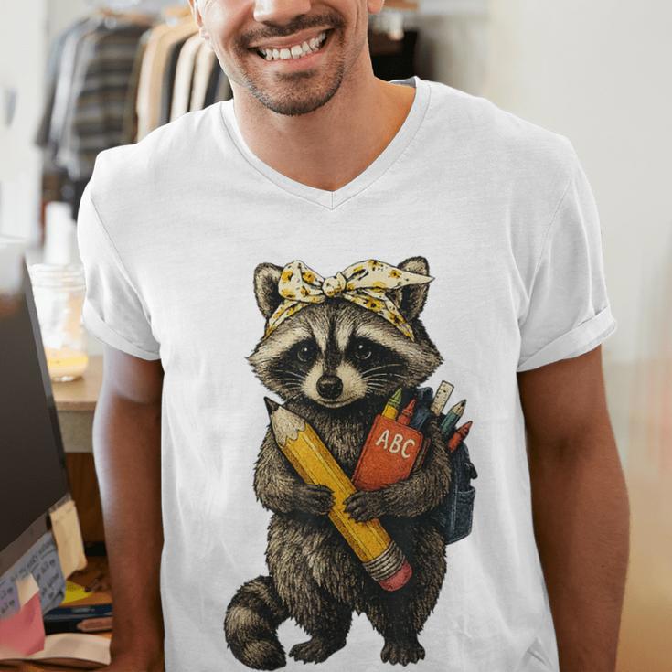 Back To School Raccoon Teachers Student Kids Men's V-Neck T-Shirt, funny gift Back To School Raccoon Teachers Student Kids Men's V-Neck T-Shirt, funny gift
