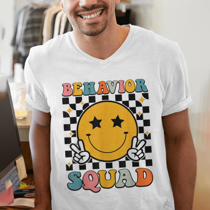 Behavior Squad Specialist Analyst Behavior Teacher Retro Men's V-Neck T-Shirt, funny gift