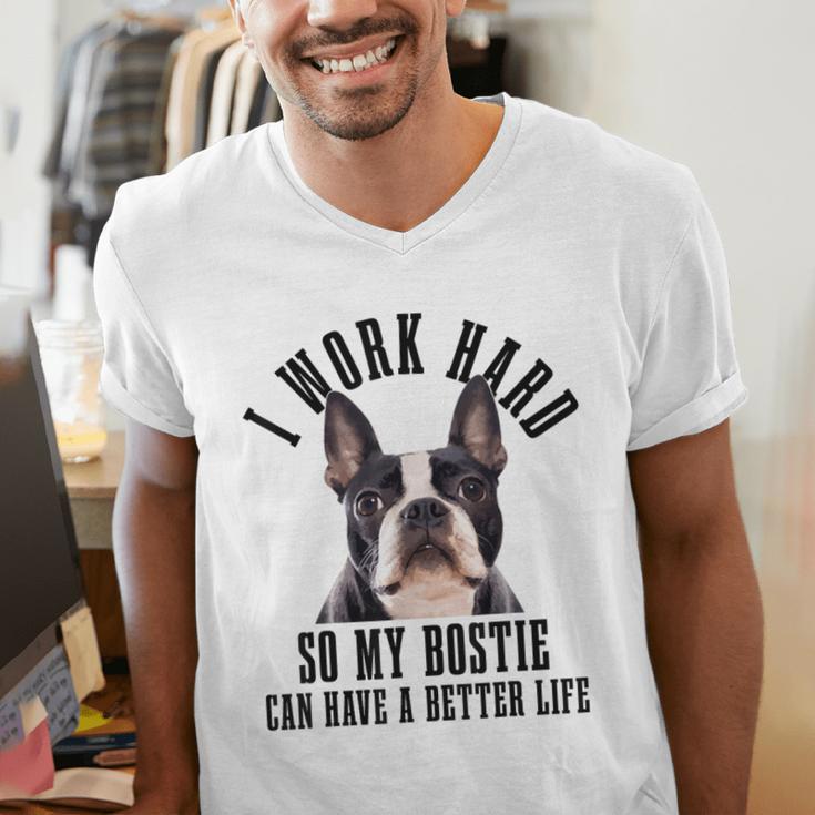 Bostie Mama Dog Dad Boston Terrier For Men Women Men's V-Neck T-Shirt, Boston Terrier Dad Shirts, funny gift