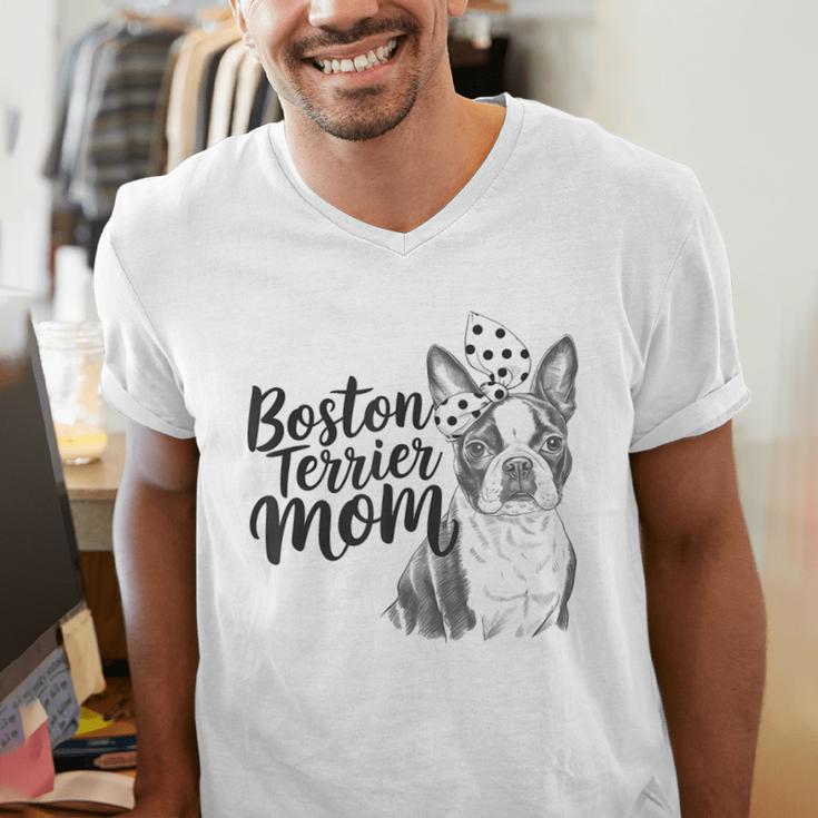 Boston Terrier Dog Bostie Mom Idea For Women Men's V-Neck T-Shirt, Boston Terrier Mom Shirts, funny gift