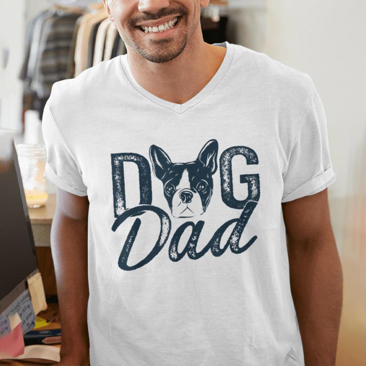 Boston Terrier Dog Dad Men's V-Neck T-Shirt, Boston Terrier Dad Shirts, funny gift