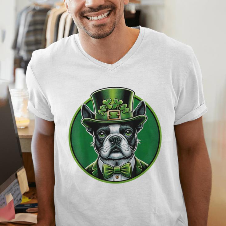 Boston Terrier Dog St Patricks Day Irish Pet Lover Men Women Kids Men's V-Neck T-Shirt, funny gift