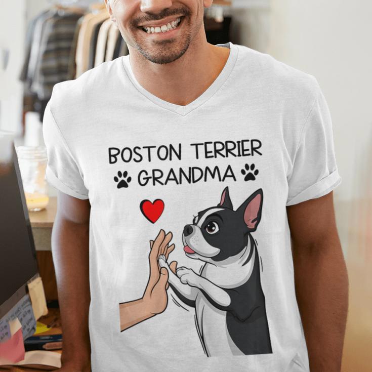 Boston Terrier Grandma Mother's Day Dog Mom Men's V-Neck T-Shirt, Boston Terrier Mom Shirts, funny gift