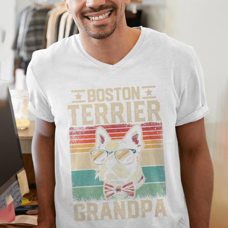 Boston Terrier Grandpa Dog Lover Father's Day Premium Men's V-Neck T-Shirt, funny gift