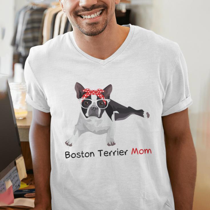 Boston Terrier Mom Bandana Boston Terrier Dog Men's V-Neck T-Shirt, Boston Terrier Mom Shirts, funny gift
