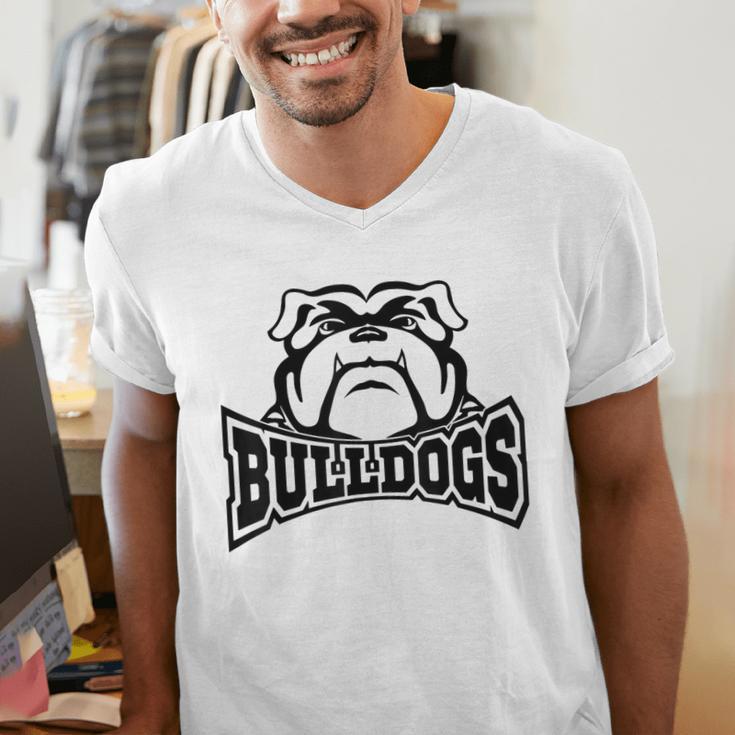 Bulldogs Teacher Student School Sports Fan Team Spirit Men's V-Neck T-Shirt, funny gift