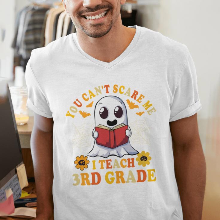 You Cant Scare Me I Teach 3rd Grade Teacher Halloween Men's V-Neck T-Shirt, funny gift