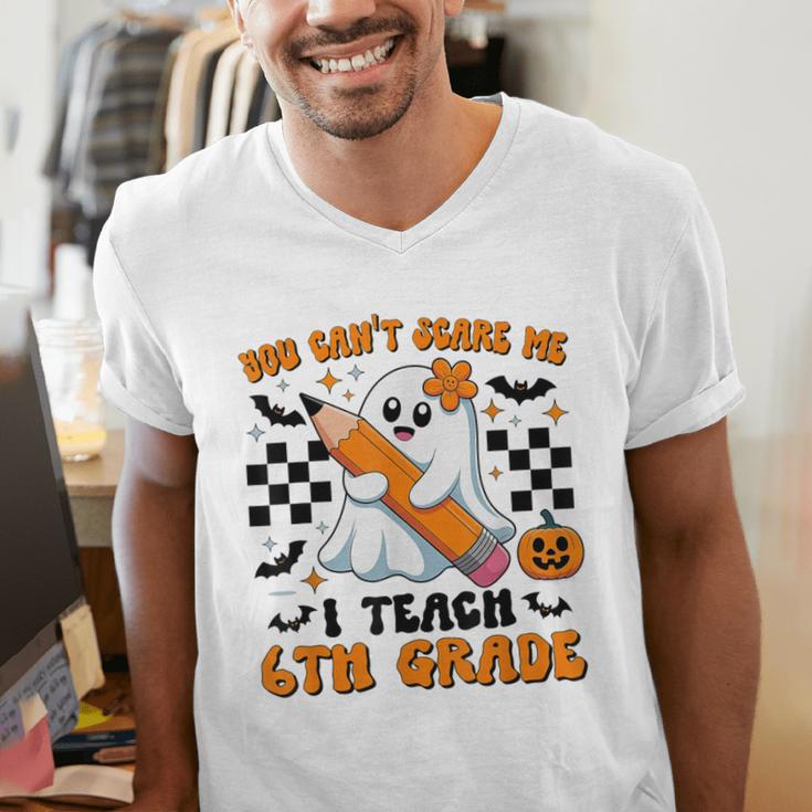 You Can't Scare Me I Teach 6th Grade Retro Teacher Halloween Men's V-Neck T-Shirt, funny gift You Can't Scare Me I Teach 6th Grade Retro Teacher Halloween Men's V-Neck T-Shirt, funny gift