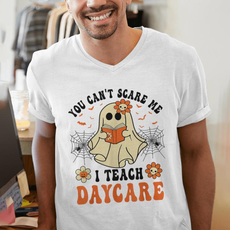 You Can't Scare Me I Teach Daycare Teacher Halloween Ghost Men's V-Neck T-Shirt, funny gift You Can't Scare Me I Teach Daycare Teacher Halloween Ghost Men's V-Neck T-Shirt, funny gift