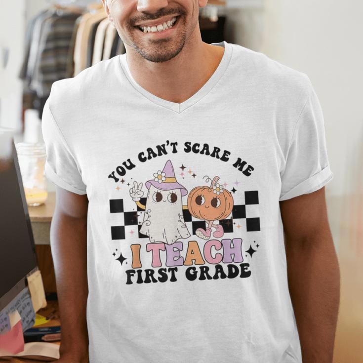 You Cant Scare Me I Teach First Grade Teacher Halloween Men's V-Neck T-Shirt, First Grade Teacher Shirts, funny gift You Cant Scare Me I Teach First Grade Teacher Halloween Men's V-Neck T-Shirt, First Grade Teacher Shirts, funny gift
