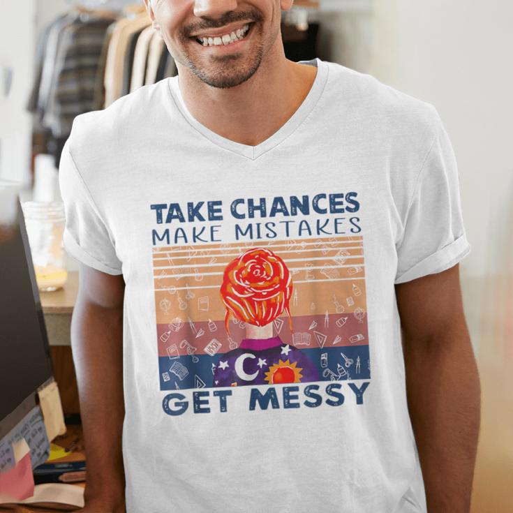 Take Chances Make Mistakes Get Messy Vintage Teacher Life Men's V-Neck T-Shirt, funny gift Take Chances Make Mistakes Get Messy Vintage Teacher Life Men's V-Neck T-Shirt, funny gift