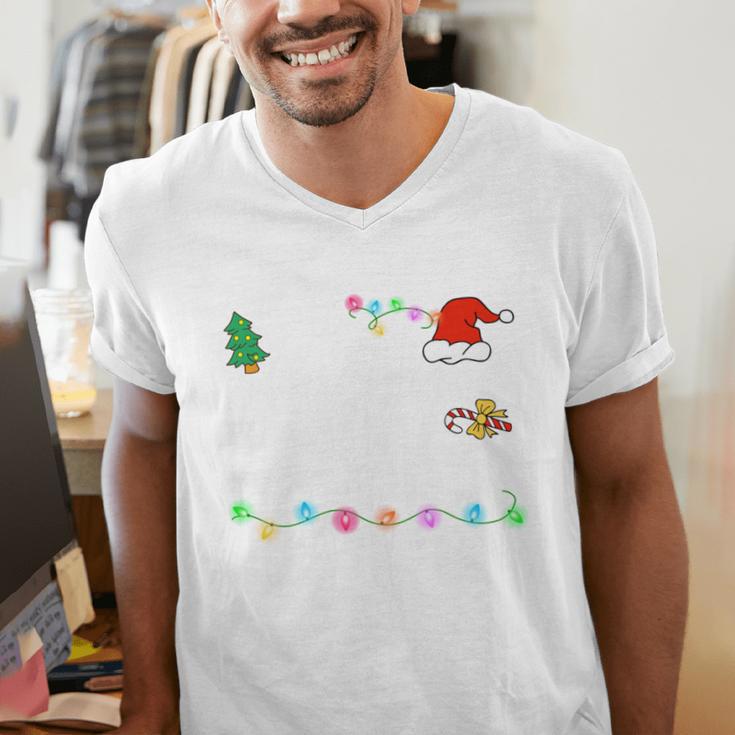 Is It Christmas Break Yet Teacher Xmas Light Santa Hat Men's V-Neck T-Shirt, funny gift Is It Christmas Break Yet Teacher Xmas Light Santa Hat Men's V-Neck T-Shirt, funny gift