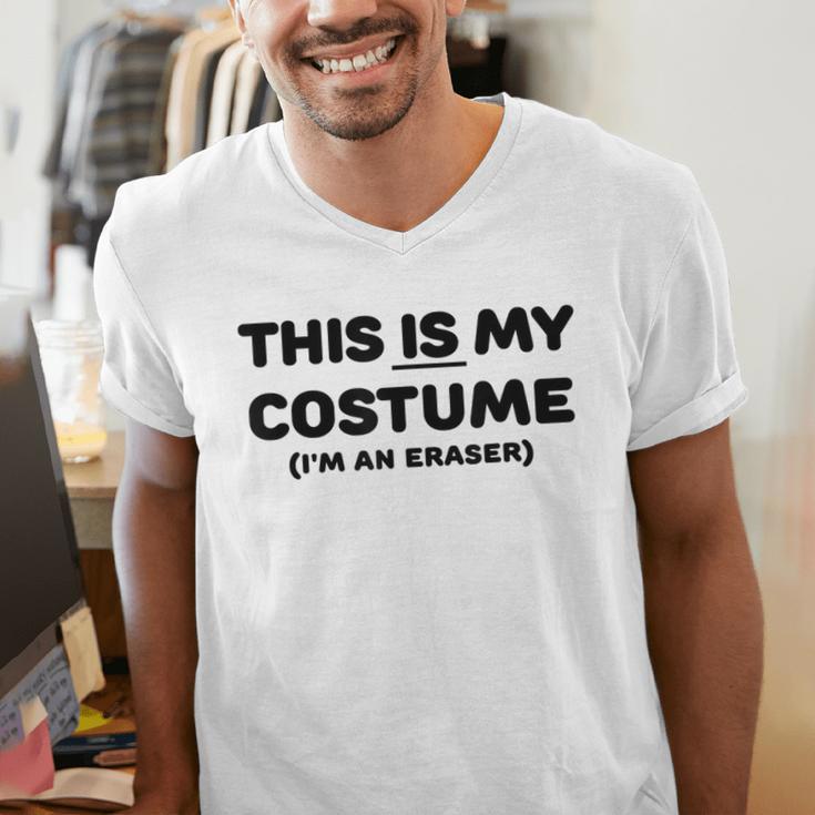 THIS IS MY COSTUME Eraser Teacher Halloween Costume Men's V-Neck T-Shirt, funny gift