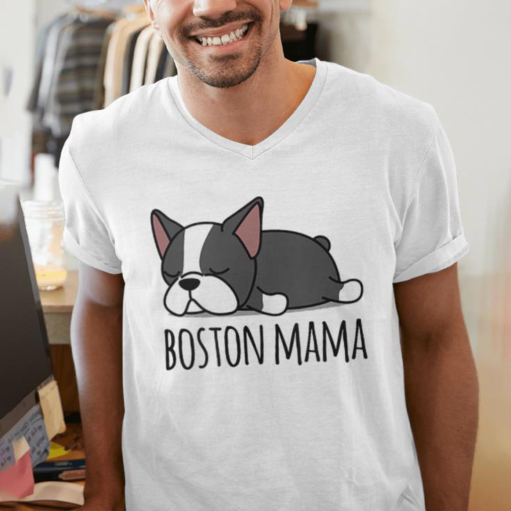 Cute Boston Terrier Boston Mama Men's V-Neck T-Shirt, funny gift