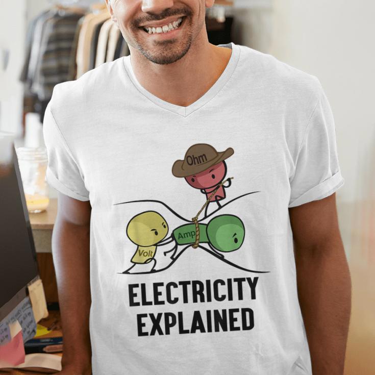 Electricity Explained Physics Nerd I Teacher School Men's V-Neck T-Shirt, funny gift Electricity Explained Physics Nerd I Teacher School Men's V-Neck T-Shirt, funny gift