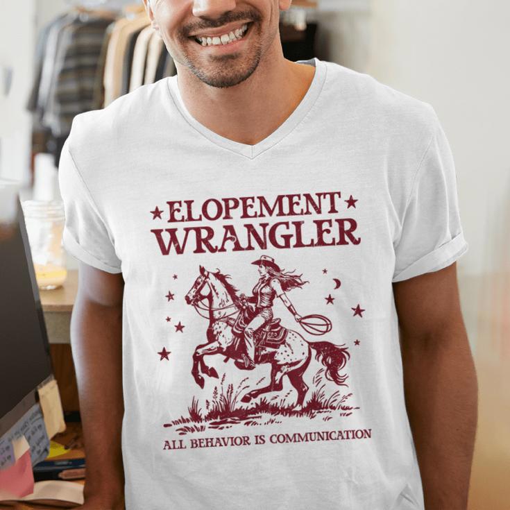 Elopement Wrangler Teacher ABA Behavior Support Cowboy Men's V-Neck T-Shirt, funny gift Elopement Wrangler Teacher ABA Behavior Support Cowboy Men's V-Neck T-Shirt, funny gift