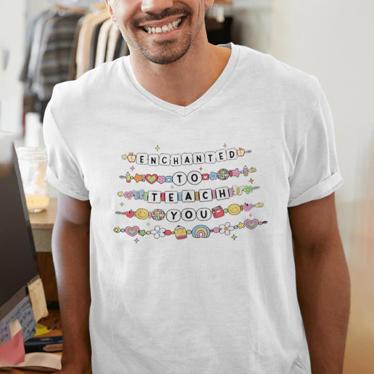 Enchanted To Teach You Friendship Bracelet Teacher Girl Kids Men's V-Neck T-Shirt, funny gift Enchanted To Teach You Friendship Bracelet Teacher Girl Kids Men's V-Neck T-Shirt, funny gift