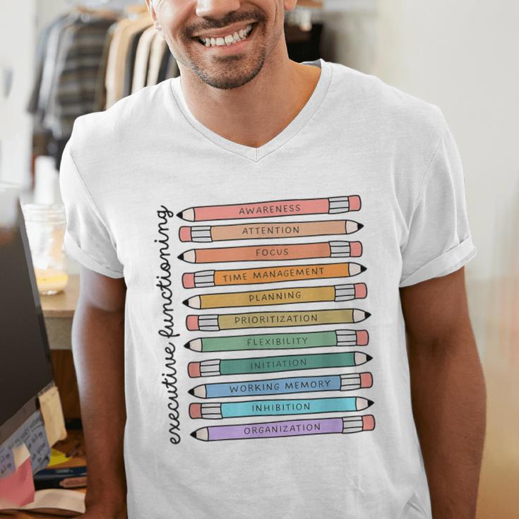 Executive Functioning Skills Back To School Sped Teacher SLP Men's V-Neck T-Shirt, funny gift Executive Functioning Skills Back To School Sped Teacher SLP Men's V-Neck T-Shirt, funny gift